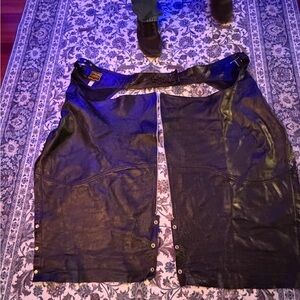 Black Leather Moto Chaps